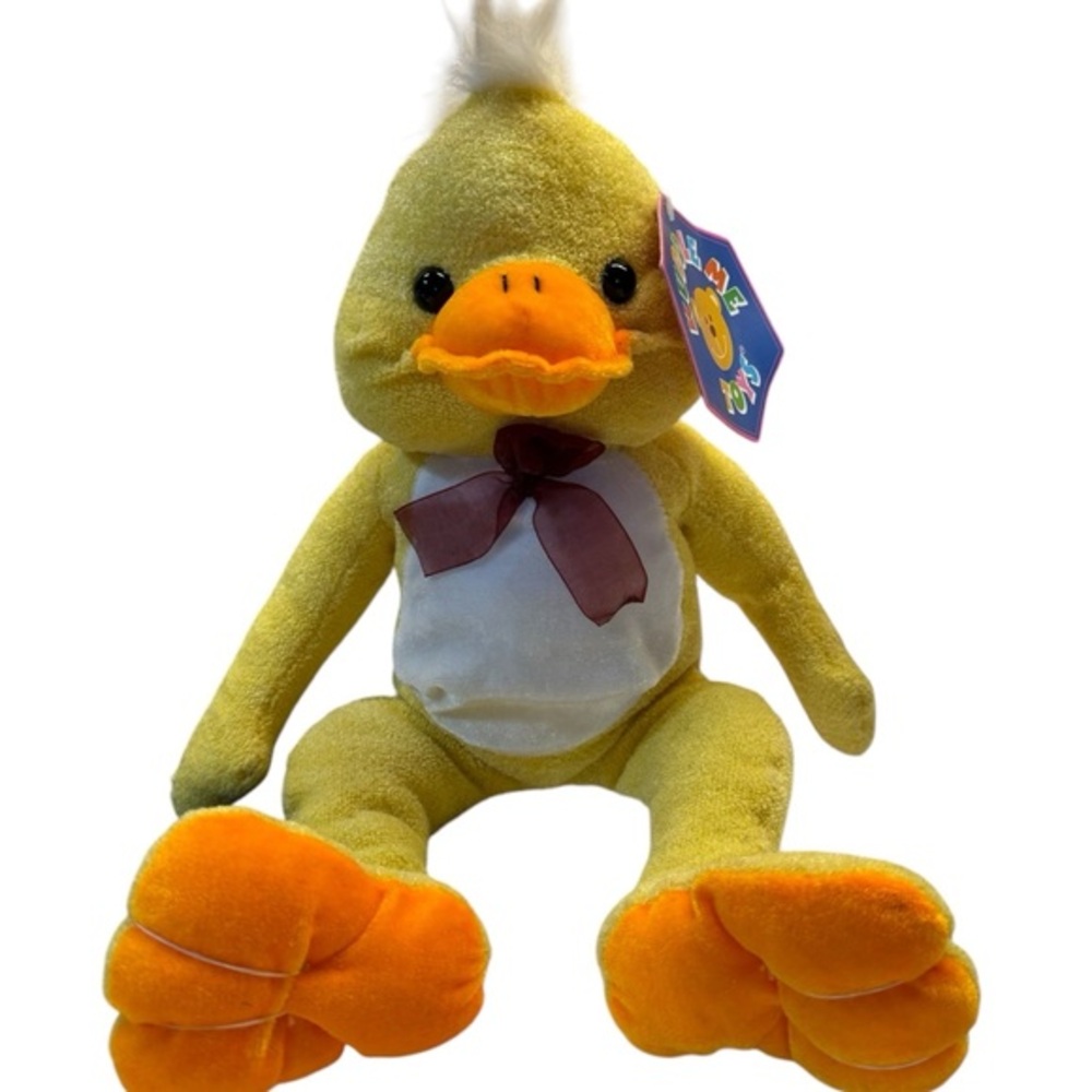 Kuddle Me Toys NWT Yellow Velux Duck 16” Plush‎ Easter Ribbon Neck Bow